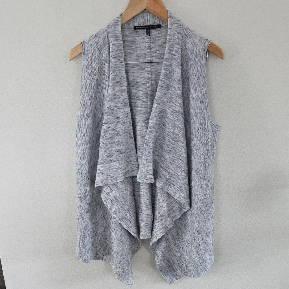 White House Black Market Heathered Gray Drape Vest